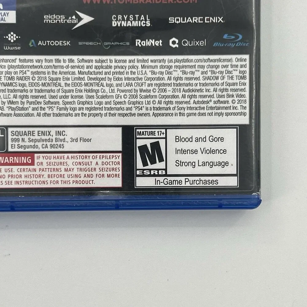 Shadow of The Tomb Raider (Sony PlayStation 4 PS4, 2018) Tested & Working
